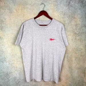 VTG 90s Reebok Logo T Shirt Mens Sz M Gray Red Embroidered Logo Sportswear